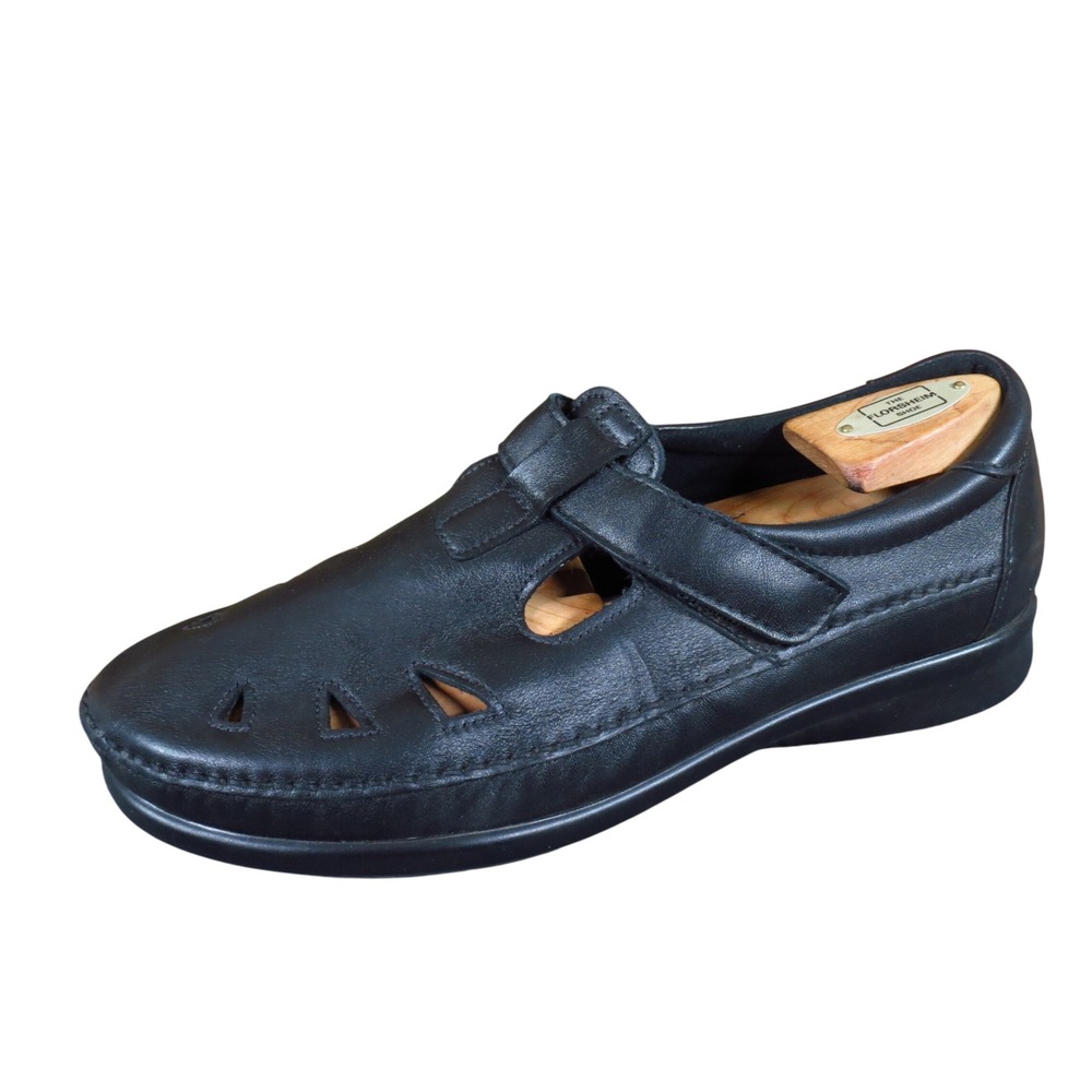 SAS Roamer Women Shoe Loafer 9.5 WW Walking Comfort Black Leather Handcrafted